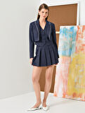 Crop Blazer Ceket Biye Detaylı