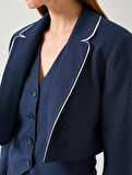 Crop Blazer Ceket Biye Detaylı