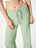 Bol Paça Pantolon Beli Bağlamalı Fitilli