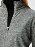 Spor Sweatshirt Yarım Fermuarlı Dik Yaka Slim Fit