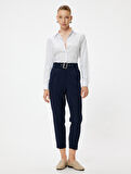 Cepli Yüksek Bel Kemer Detaylı Cigarette Pantolon