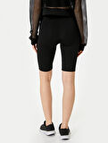 Yüksek Bel Geometrik Baskılı Slim Fit Kısa Spor Tayt İnterlok