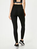 Spor Tayt Yüksek Bel Baskılı Skinny Fit İnterlok