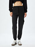 Jogger Eşofman Altı Yüksek Bel Bağcıklı Cep Detaylı Bol Kalıp İnterlok