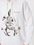 Bambi Oversize Kapüşonlu Sweatshirt Baskılı Şardonlu Lisanslı
