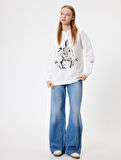 Bambi Oversize Kapüşonlu Sweatshirt Baskılı Şardonlu Lisanslı