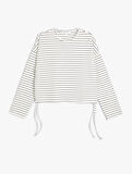 Crop Sweatshirt Yanları Bağlama Detaylı Bisiklet Yaka Rahat Kalıp