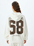 Oversize Sweatshirt Fermuarlı Kapüşonlu Arkası Baskılı Cep Detaylı
