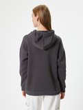 Slogan Baskılı Sweatshirt Kapüşonlu Relax Fit