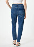Koton Yüksek Bel Slim Fit Koyu İndigo Kadın Pantolon 5WAL40020MD