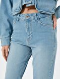 Yüksek Bel Kot Pantolon Slim Fit Düz Paça Pamuklu - Eve Slim Jean
