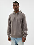 Kapşonlu Sweatshirt Basic Pamuk Karışımlı