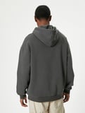 Oversize Sweatshirt Kapşonlu Basic Uzun Kollu Kanguru Cep Detaylı Şardonlu 