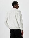 Yarım Fermuarlı Sweatshirt Dokulu Pamuklu