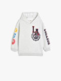 Kapşonlu Sweatshirt Los Angeles Baskılı Uzun Kollu