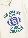Kapşonlu Sweatshirt Los Angeles Baskılı Şardonlu