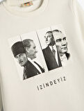 Atatürk Baskılı Sweatshirt Şardonlu Bisiklet Yaka