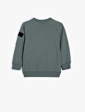 Sweatshirt Cep Detaylı Bisiklet Yaka Uzun Kollu Pamuklu Şardonlu