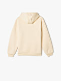 Kapşonlu Sweatshirt Şehir Temalı Baskı Detaylı Uzun Kollu Şardonlu