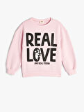 Sweatshirt Slogan Baskılı Uzun Kollu Şardonlu 