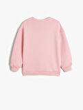 Anime Baskılı Sweatshirt Şardonlu Uzun Kollu Bisiklet Yaka