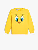 Tweety Sweatshirt Lisanslı Bisiklet Yaka Pamuklu
