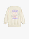Sweatshirt Uzun Kollu Bisiklet Yaka Baskı Detaylı Şardonlu