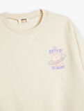 Sweatshirt Uzun Kollu Bisiklet Yaka Baskı Detaylı Şardonlu