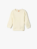 Basic Sweatshirt Bisiklet Yaka Ribanalı Uzun Kollu Bisiklet Yaka