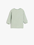 Basic Sweatshirt Bisiklet Yaka Ribanalı Uzun Kollu Bisiklet Yaka