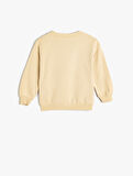 Dinozorlu Sweatshirt Uzun Kollu Bisiklet Yaka Pamuklu