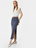 Midi Etek Yırtmaç Detaylı Yüksek Bel A Kesim