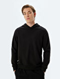 Kapşonlu Sweatshirt Basic Uzun Kollu Pamuklu