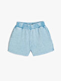Basic Mini Şort Beli Lastikli Cepli Pamuklu