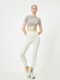 Spor Crop Yoga Tişört Slim Fit Asimetrik Kesim Kısa Kollu İnterlok