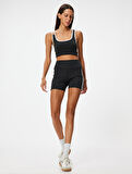 Spor Kısa Tayt Yüksek Bel Biyeli Slim Fit