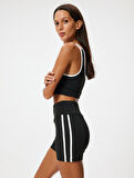 Spor Kısa Tayt Yüksek Bel Biyeli Slim Fit