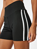 Spor Kısa Tayt Yüksek Bel Biyeli Slim Fit