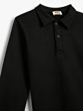 Polo Yaka Sweatshirt Uzun Kollu Pamuklu