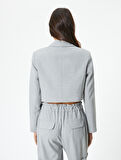 Crop Blazer Ceket Tek Düğmeli Cep Detaylı