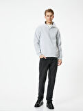 Yarım Fermuarlı Sweatshirt Basic Dik Yaka Ribanalı Uzun Kollu