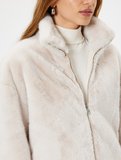 Peluş Oversize Mont Dik Yaka Fermuarlı