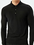 Triko Kazak Polo Yaka Basic Düğme Detaylı Yün Karışımlı