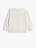 Baskılı Sweatshirt Bisiklet Yaka İki İplik Şardonlu Uzun Kollu