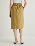 Midi Kargo Etek Cep Detaylı Kemerli Yırtmaçlı