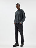 Oversize Sweatshirt Yıkamalı Basic Uzun Kollu Kapşonlu Pamuk Karışımlı