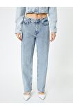 Taşlı Kot Pantolon Düz Paça Cepli - Eve Straight Jeans