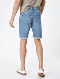 4SAM40312ND Koton Erkek Kot&Kanvas Şort AÇIK İNDİGO