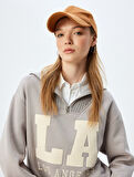 Yarım Fermuarlı Sweatshirt Oversize Kolej Baskılı 