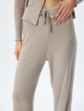 Bol Paça Beli Bağlamalı Örme Pijama Altı